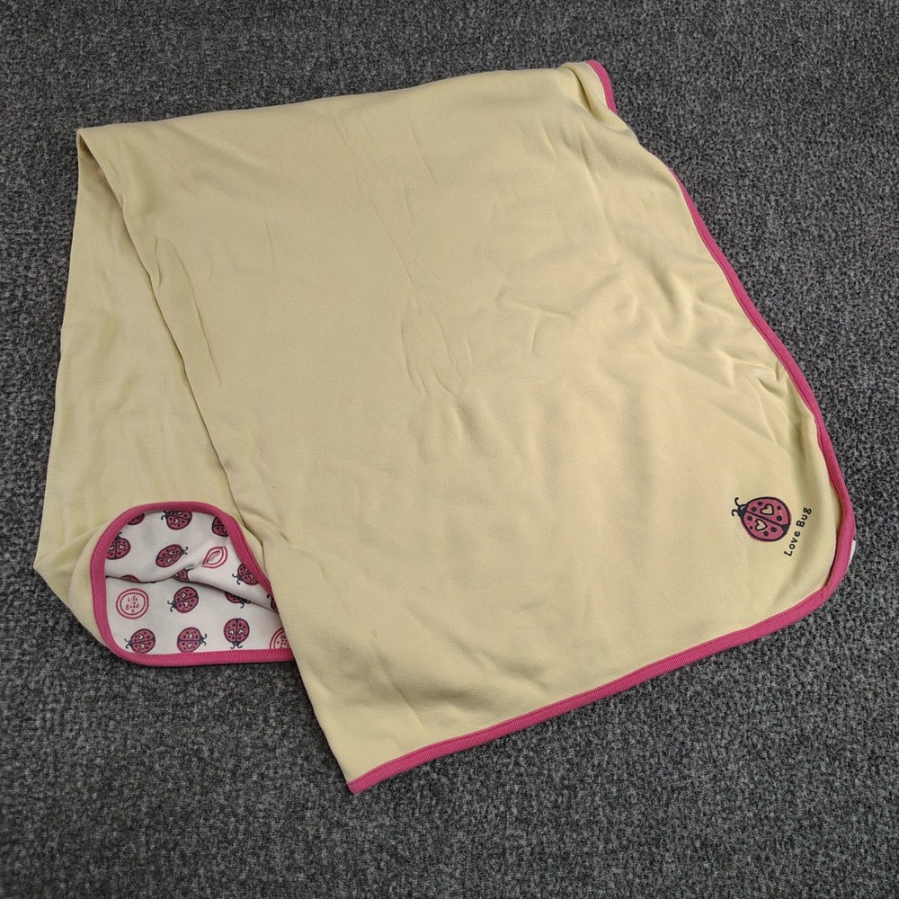 Rare Life is Good Baby Blanket One Size Yellow Ladybug Bug Reversible Cotton